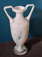 Vintage Murano Glas Amphora vaas satin wit en kleur gemarmer, Antiek en Kunst, Ophalen of Verzenden
