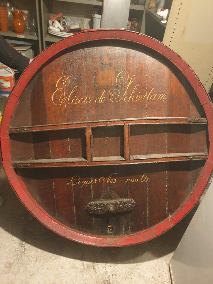 Vintage Decoratief deel van een Groot Schiedams jenever vat, Verzamelen, Wijnen, Gebruikt, Overige typen, Overige gebieden, Ophalen