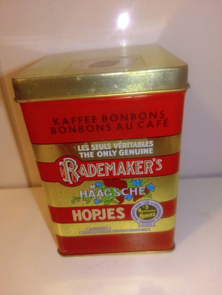 Vintage Rademaker's Haagsche Hopjes Blik Jaren 60/70 deco, Verzamelen, Blikken, Zo goed als nieuw, Overige, Overige merken, Ophalen of Verzenden