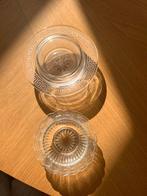 2x bewerkte glazen kristal asbakken / waxinehouders, Antiek en Kunst, Antiek | Glas en Kristal, Ophalen of Verzenden