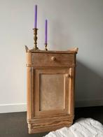 Antiek grenen kastje / nachtkastje / halkastje, Ophalen, Zo goed als nieuw, Minder dan 45 cm