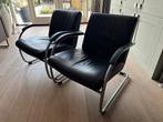 Twee Harvink fauteuils in zwart leer, Twee, Zwart, Leer, Ophalen of Verzenden