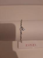 Zilveren getwiste koord enkelband met zirconia steen 28 cm, Ophalen of Verzenden, Nieuw, Zilver