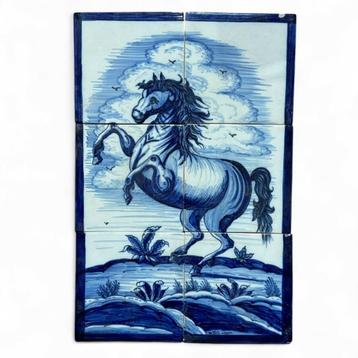 Zespas tegeltableau, steigerend paard, door Kees Molenhuis beschikbaar voor biedingen