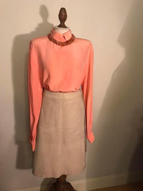 STROKE 100% LEATHER ROK LICHT BEIGE., Kleding | Dames, Rokken, Nieuw, Maat 42/44 (L), Beige, Onder de knie, Verzenden