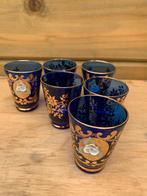 Set van 6 Vintage Blauwe Likeurglazen, Ophalen of Verzenden
