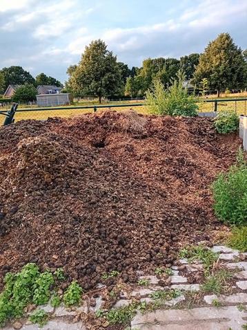 Gratis 1 1/2 jaar oude paardenmest met houtkrullen beschikbaar voor biedingen