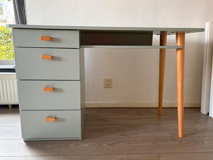 Bureau grijs-groen La Redoute 120x52x75 cm, Huis en Inrichting, Bureaus, Zo goed als nieuw, Ophalen