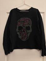 Zwarte trui met doodskop - Maat L, Kleding | Dames, Ophalen of Verzenden, Zo goed als nieuw, Maat 42/44 (L), Zwart