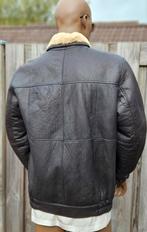 Comfortabele sheepskin gevoerde leren lammycoat jas (54/L), Kleding | Heren, Jassen | Winter, Maat 52/54 (L), Bruin, Ophalen of Verzenden