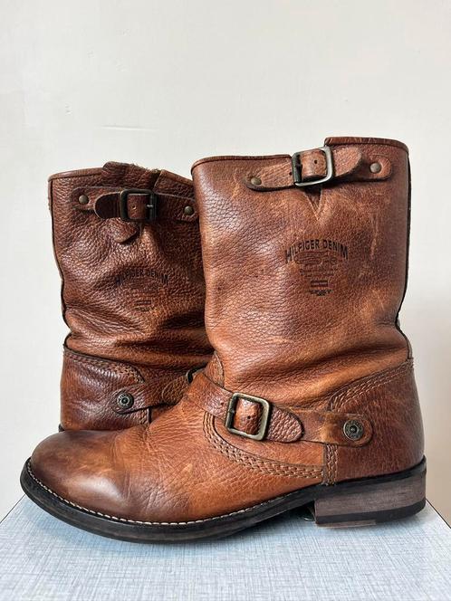 Bruine leren laarsjes, 37. Hilfiger Denim, enkellaars, leer, Kleding | Dames, Schoenen, Gedragen, Lage of Enkellaarzen, Bruin