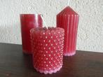 3 rode roze kaarsen met bubble Nieuw 13 cm Hoog 6 cm dik, Huis en Inrichting, Woonaccessoires | Kandelaars en Kaarsen, Overige materialen
