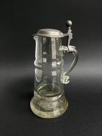 19.Jahrhundert Bierkrug Glas mit Zinndeckel mundgeblasen, Ophalen of Verzenden, Zo goed als nieuw, Glas of Glazen, Overige merken