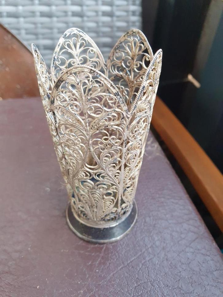 Zilveren Filigraan Vaasje, Antiek en Kunst, Antiek | Goud en Zilver, Zilver, Ophalen of Verzenden