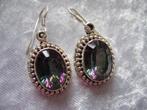 Mooie Grote Ovale Zilveren Oorhangers met Mystic Topaas, Verzenden, Zilver, Oorbellen, Met edelsteen