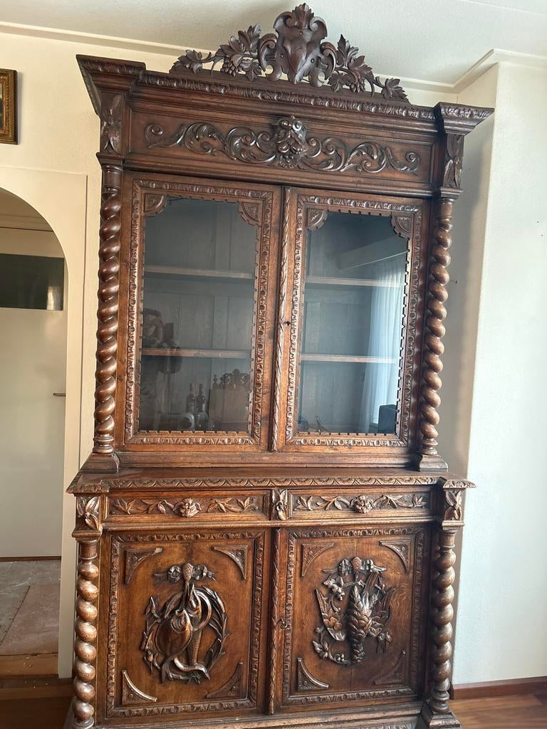 Antieke eikenhouten buffetkast, pronkkast ca 1880-1910, Antiek en Kunst, Ophalen