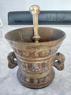 Antieke Bronzen Vijzel 1595 - Spes Mea In Deo, Ophalen of Verzenden