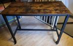 Industriële bartafel met metalen frame en zwenkwieltjes., Huis en Inrichting, Tafels | Eettafels, Ophalen, Rechthoekig, 100 tot 150 cm