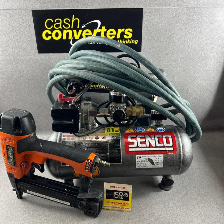 Senco Sper Tacker met Senco compressor | Set | 392177, Doe-het-zelf en Verbouw, Compressors, Gebruikt, 10 bar of meer, 100 liter of meer