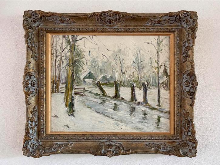 Hendrik Jan ten Cate (1867-1955) olieverf winterlandschap, Antiek en Kunst, Kunst | Schilderijen | Klassiek, Ophalen of Verzenden