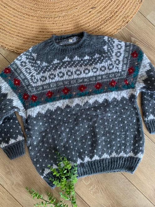 Pure new wool wollen trui L bohemian wool jumper, Kleding | Dames, Truien en Vesten, Nieuw, Maat 42/44 (L), Grijs, Ophalen of Verzenden