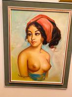 Schilderij, Oosterse dame, olieverf op doek, Antiek en Kunst, Kunst | Schilderijen | Klassiek, Ophalen
