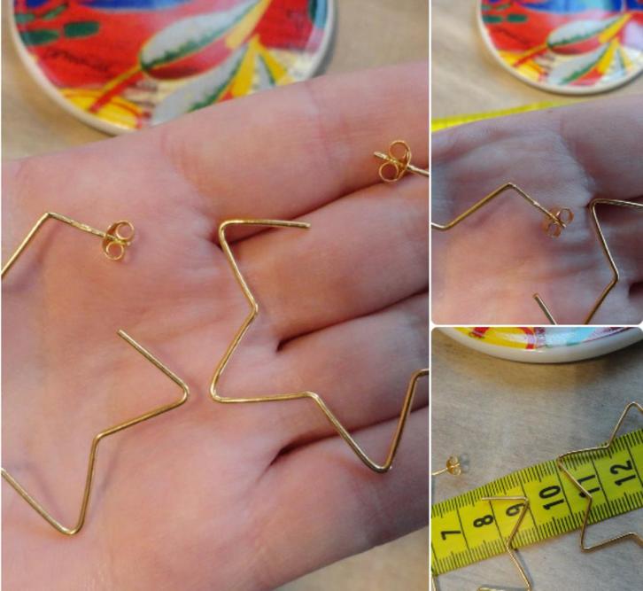 Geel gouden sterling zilveren oorbellen ongebruikt sterren, Sieraden, Tassen en Uiterlijk, Oorbellen, Nieuw, Knopjes of Stekers
