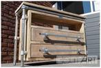 Kast / dressoir van steigerhout met steigerbuis!, Huis en Inrichting, Kasten | Dressoirs, Metaal, Info@hout-art.nl, Nieuw, Hoeves 3