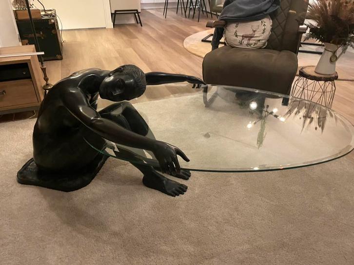 Unieke Vintage 'Nude Lady' Salontafel, Huis en Inrichting, Tafels | Salontafels, Zo goed als nieuw, 50 tot 75 cm, 50 tot 100 cm