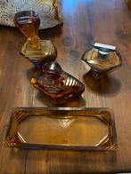 Antieke geurflesje met parfum flesje,potje met deksel schaal, Antiek en Kunst, Antiek | Glas en Kristal, Ophalen of Verzenden