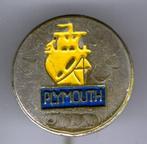 Plymouth geel/blauw op zilverkleurig auto speldje ( C_155 ), Verzamelen, Speldjes, Pins en Buttons, Verzenden, Zo goed als nieuw