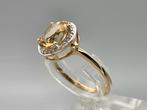 Gouden Vintage ring edelsteen citrien en diamant. 2026/56.