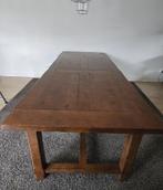 Grote Eiken tafel met twee opzetstukken, Huis en Inrichting, 200 cm of meer, Zo goed als nieuw, Rechthoekig, 50 tot 100 cm