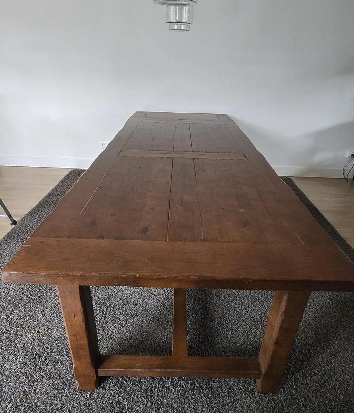 Grote Eiken tafel met twee opzetstukken, Huis en Inrichting, Tafels | Eettafels, Zo goed als nieuw, 50 tot 100 cm, 200 cm of meer