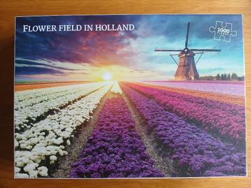 Te koop legpuzzel: Flower field in Holland, 1000 stukjes. beschikbaar voor biedingen