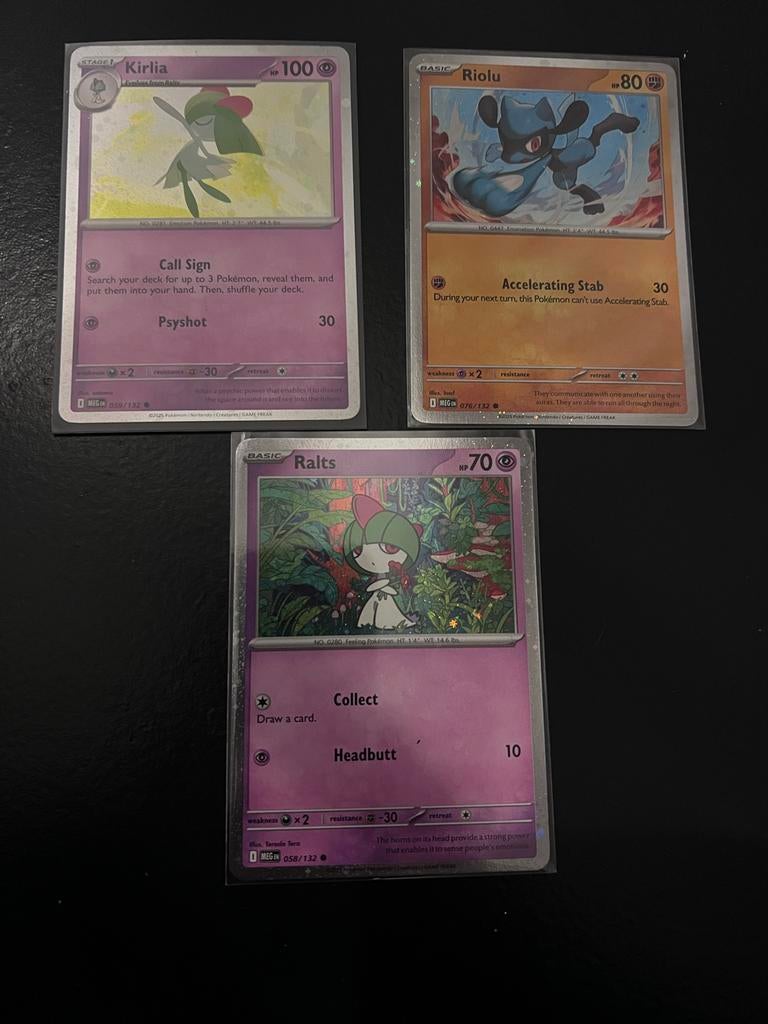 Pokémon Kaarten: Kirlia, Riolu, Ralts promo’s, Ophalen of Verzenden, Zo goed als nieuw, Losse kaart