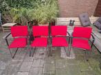 Casala Fenix stoelen, rode zitting, slede chroom,, Huis en Inrichting, Stoelen, Vier, Design, Gebruikt, Ophalen