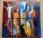 Abstract 4-luik schilderij 70x60. Frits van Eeden - style, Ophalen of Verzenden