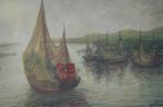 Aqua Theo Idserda (Mol 1912 - Brugge 1992) Vissersscheepjes., Antiek en Kunst, Kunst | Schilderijen | Klassiek, Ophalen