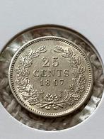 Kwartje 1897 Wilhelmina, Postzegels en Munten, Munten | Nederland, Zilver, Koningin Wilhelmina, Ophalen of Verzenden, Losse munt