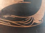 Houten Wanddecoratie Vrouw met Windhond - Jan Schonk 34x22, Ophalen of Verzenden
