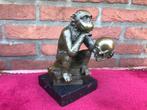 bronzen beeld, het filosoferende Darwin aapje, Ophalen of Verzenden, Brons