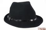 Vintage Dameshoed trilby Emporio Armani zwart vilt 56, Kleding | Dames, Hoeden en Petten, 56 of 57 cm (M, 7 of 7⅛ inch), Hoed