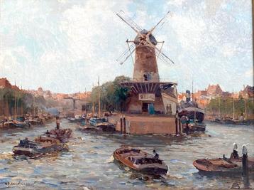 “Gezicht op molen, in Delfshaven ” GJ Delfgaauw (1882-1947) beschikbaar voor biedingen