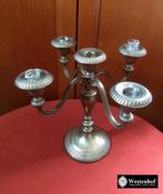 Brocante kandelaars vintage - 5 arms - zilver, Huis en Inrichting, Woonaccessoires | Kandelaars en Kaarsen, Gebruikt, Overige kleuren