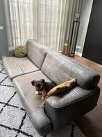 Groene leren bank xooon, Huis en Inrichting, Ophalen, Gebruikt, Driepersoons, Rechte bank