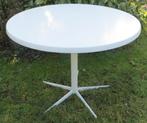 Ronde witte vintage tuintafel / tafel met metalen poot, Ophalen, Gebruikt, Rond, Metaal