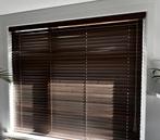 Nette houten jaloezieen bruin 185,8 x 167 lamellen 50 mm, Bruin, 150 tot 200 cm, Zo goed als nieuw, 150 tot 200 cm