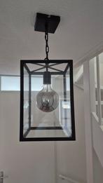 Hanglamp zwart staal glas, Ophalen, Zo goed als nieuw, Glas