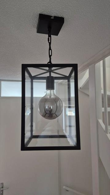 Hanglamp zwart staal glas beschikbaar voor biedingen